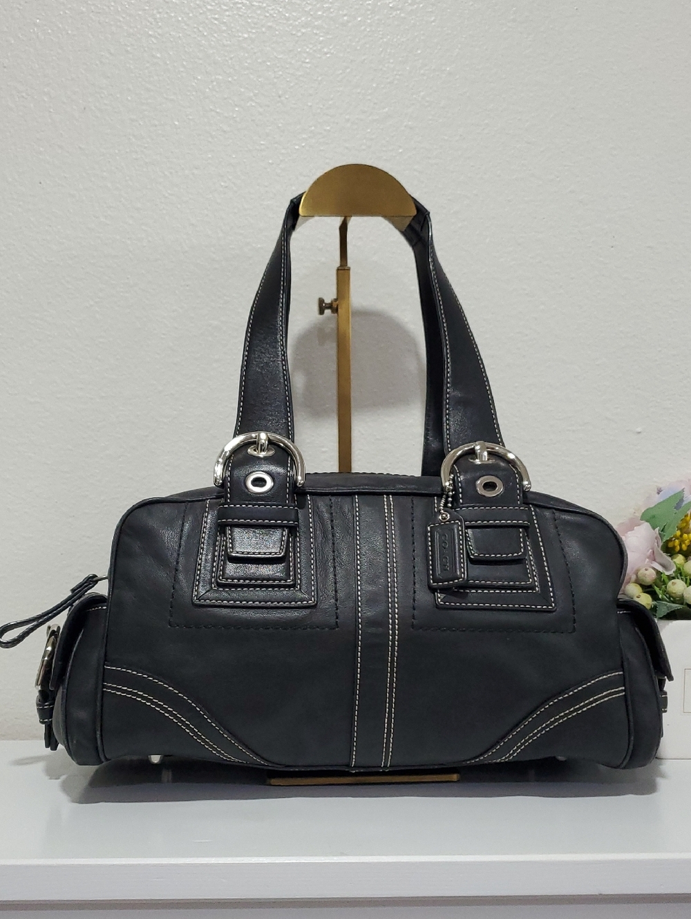 😍RARE VINTAGE Coach Mia Soho Y2K Black Leather Shoulder/Handbag 🖤